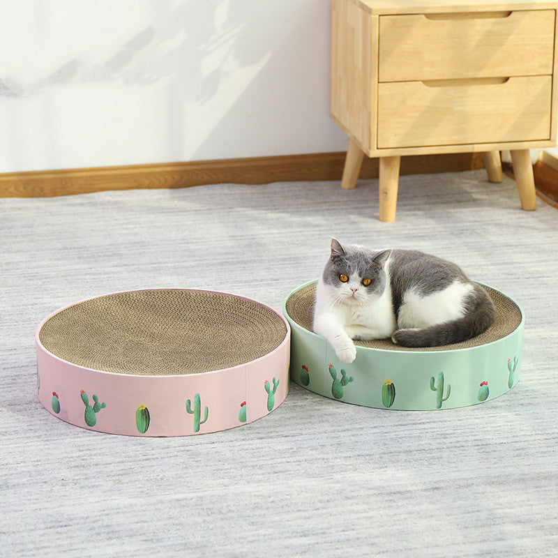 FurGuardHome Durable Round Cat Scratch Board Bed and Toy