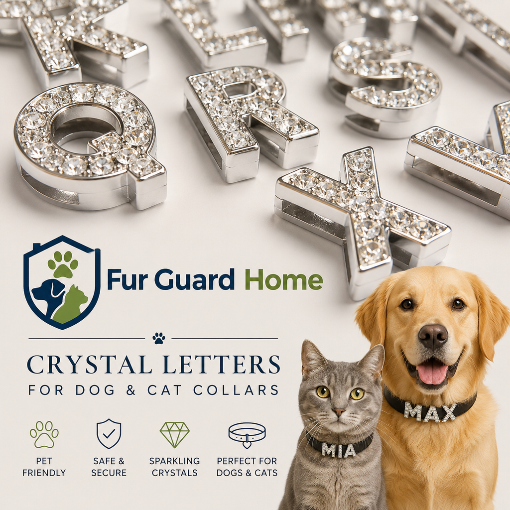 FurGuardHome Personalized Crystal Letter Charms for Cats and Dogs Collars 10mm - Silver