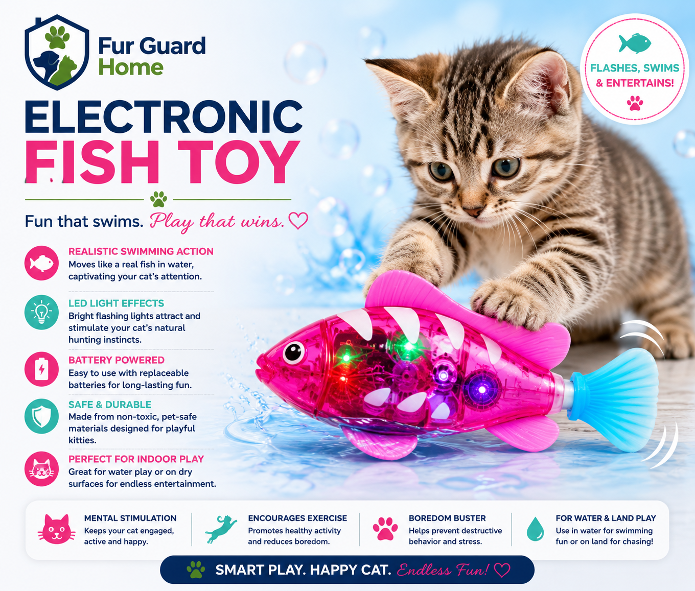 FurGuardHome Swimming Electronic Pet Fish Toy
