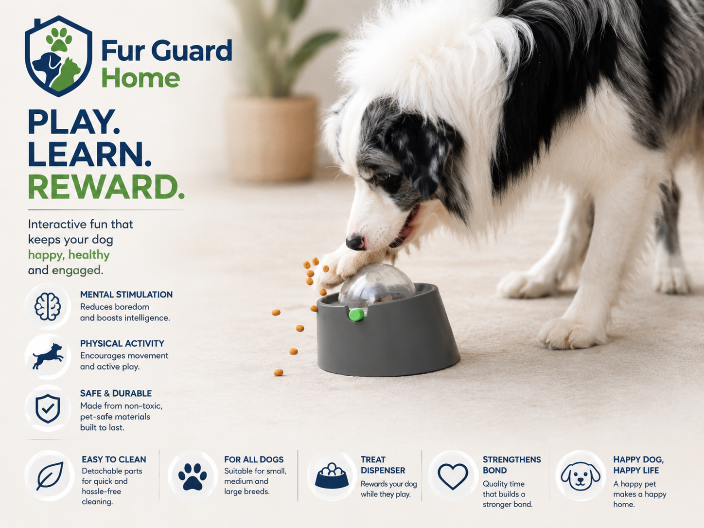 FurGuardHome Interactive Dog Enrichment Toy with Multiple Functions