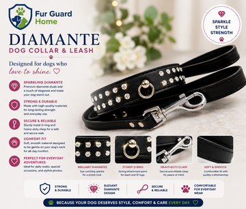 Dog Collar Lead Set - Black diamante