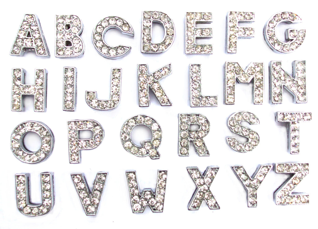 FurGuardHome Personalized Crystal Letter Charms for Cats and Dogs Collars 10mm - Silver