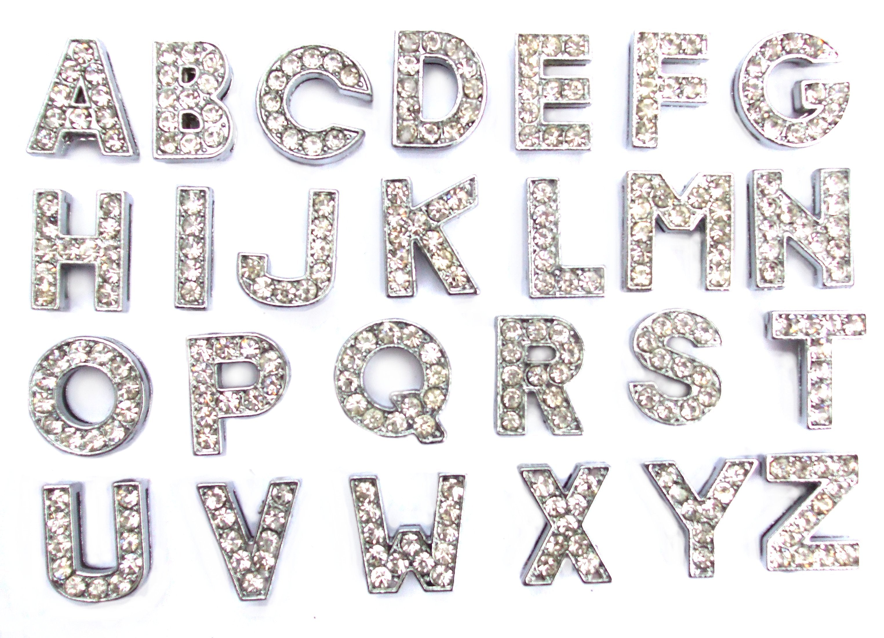 FurGuardHome Personalized Crystal Letter Charms for Cats and Dogs Collars 10mm - Silver