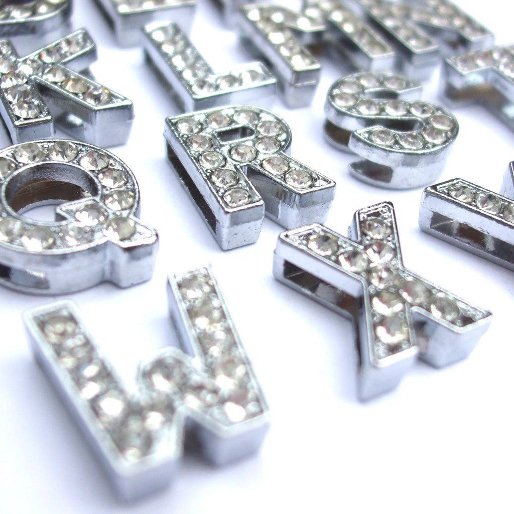 FurGuardHome Personalized Crystal Letter Charms for Cats and Dogs Collars 10mm - Silver